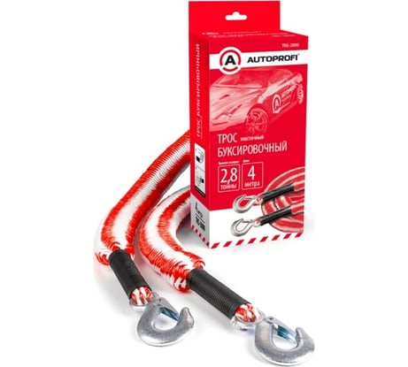 Трос буксировочный AUTOPROFI канат, эластичный, 2,8т., 1,5-4м., 2 крюка, 1 12 TRS-2800