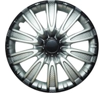 Колпаки LION Торнадо 15, серебристо-черный карбон, комплект 2 шт. LW1525