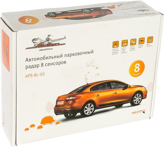 Парковочный радар Airline 8 датчиков черные, LED дисплей APS-8L-02