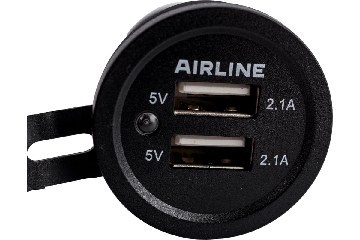 AIRLINE ACS2U02 Розетка Usb Встраиваемая, Автомобильная, Влагозащищенная С 2 Портами (5в, 2.1а + 1.0а)