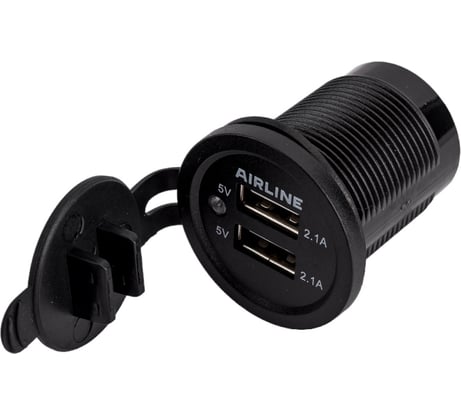 Встраиваемая влагозащищенная автомобильная розетка с 2 портами USB 5В (2.1 и 2.1 А) Airline ACS-2U-02