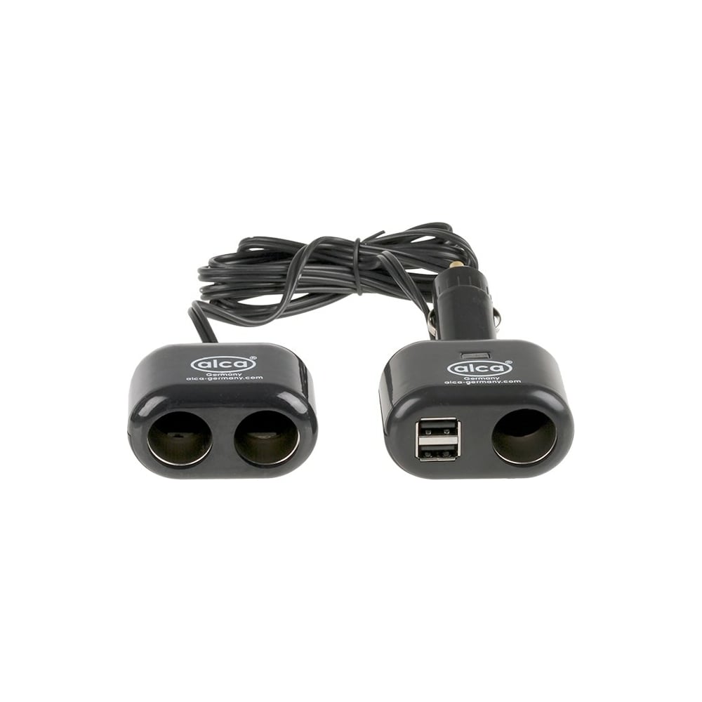 Разветвитель прикуривателя Alca 3 выхода, 12В + 2 USB 5В, удлинитель 2 ...