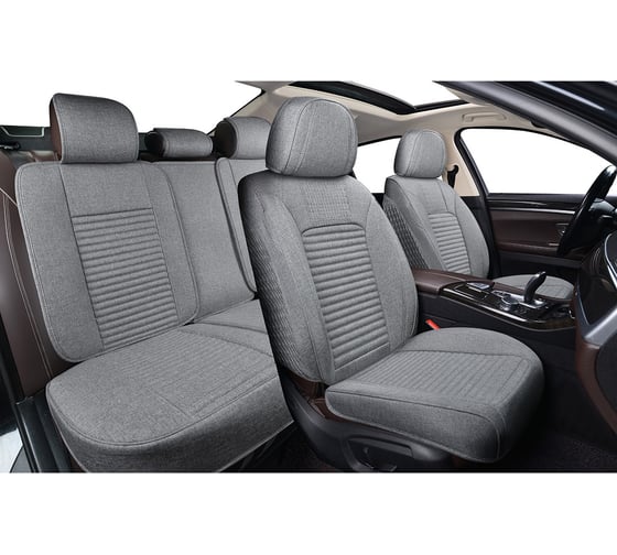 Накидка сиденья SKYWAY elegant-1 лен блэкаут, 13 предметов, серый S01301170