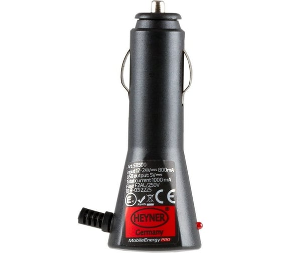 USB и Micro USB зарядное устройство 12/24В 1000 мА Heyner 511 500