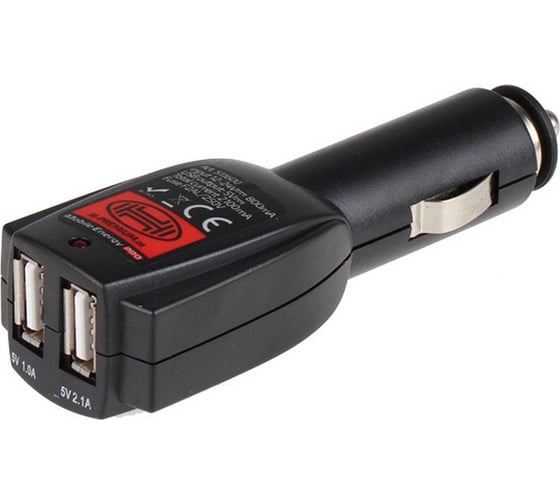 Зарядное устройство в прикуриватель Heyner 12/24В, 2 USB на выходе: 5В 1000/2100 мА 511600