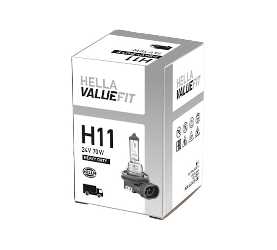 Лампа накаливания Hella, H11 24V 70W PGJ19-2 ValueFit 8GH 242 632-281