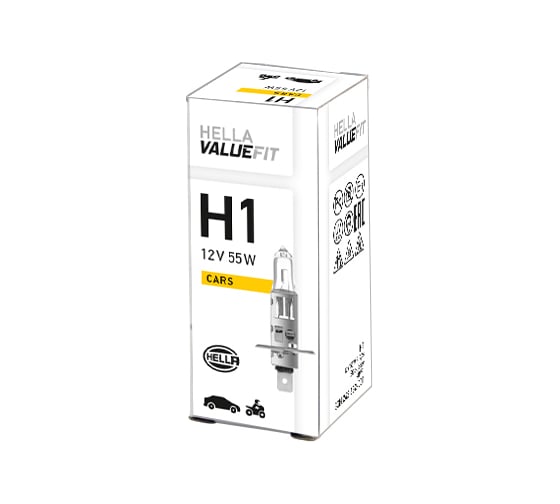 Лампа накаливания Hella VALUEFIT, H1 12V 55W P14,5s 8GH 242 632-001