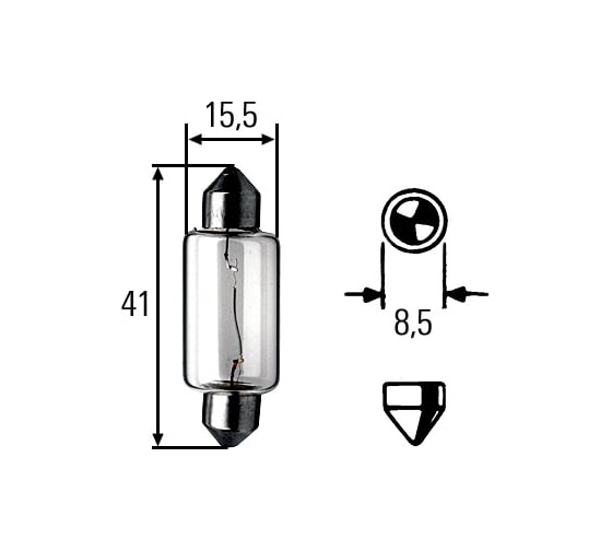 Лампа накаливания Hella 24 В, 15 Вт, SV 8.58 8GM 002 091-261
