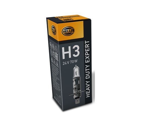 Лампа накаливания Hella H3, 24 В, 70 Вт, PK22s, Heavy Duty Expert 8GH 002 090-471