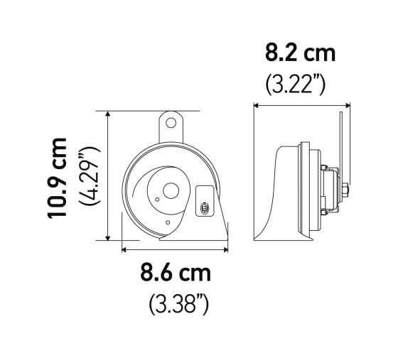 Звуковой сигнал Hella черный, стандартный рожок, TC16, 12 В, 6 A, 400/500 Гц, 105-118 дБ(A) 3FH 011 225-831