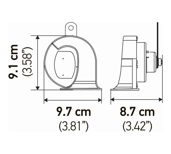 Звуковой сигнал Hella черный, TC16, 24 В, 5 A, 410/510 Гц, 112 дБ(A) 3FH 940 800-821