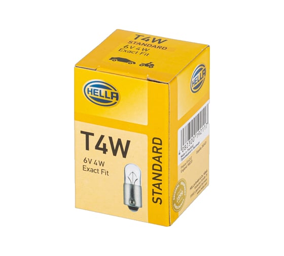 Лампа накаливания Hella T4W, 6 В, 4 Вт, BA9s 8GP 002 067-061
