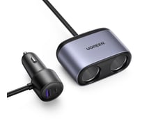 Автомобильное зарядное устройство Ugreen cd252 (30886) a+c car charger with dual expansion ports с разъемами usb-a, usb-c, разъемами для прикуривателя 30886_