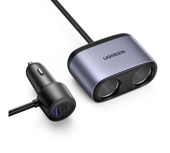 Автомобильное зарядное устройство Ugreen cd252 (30886) a+c car charger with dual expansion ports с разъемами usb-a, usb-c, разъемами для прикуривателя 30886_ 1
