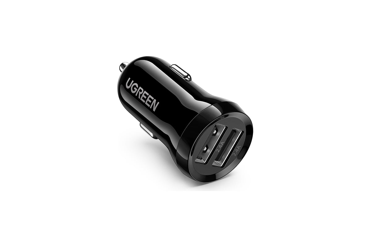 Автомобильное зарядное устройство Ugreen ed018 (50875) dual usb car charger  с двумя разъемами usb-a, черный 50875_ - выгодная цена, отзывы,  характеристики, фото - купить в Москве и РФ