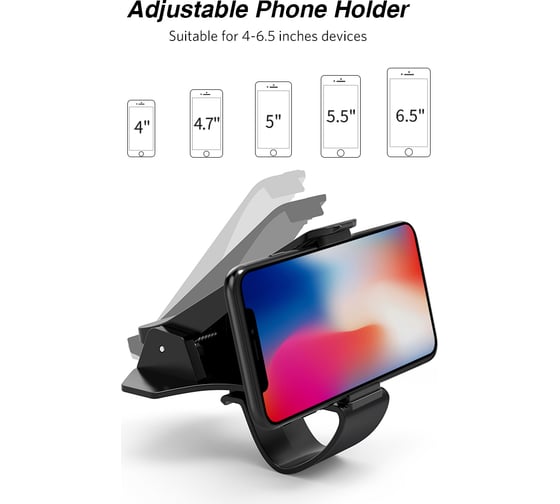 Подставка-держатель Ugreen lp136 (40998) dashboard phone holder на приборную панель, цвет: черный 40998_