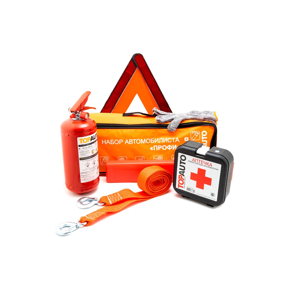 Набор автомобилиста TopAuto профи сумка, огнетушитель оп-2 железный с ...