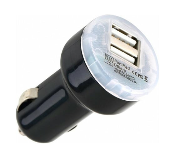 Автомобильное зарядное устройство REXANT 2хUSB с индикацией /АЗУ/ /1 000+2 100mA/ черная 18-1190