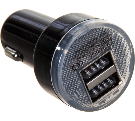 Автомобильное зарядное устройство REXANT 2хUSB с индикацией /АЗУ/ /1 000+2 100mA/ черная 18-1190