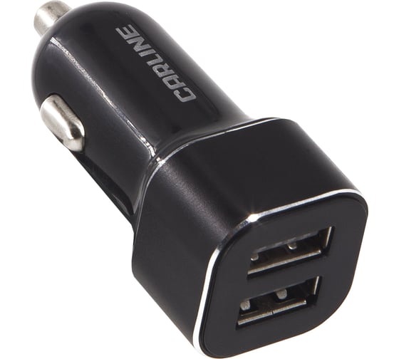 Автомобильный адаптер CARLINE 2хUSB (3.8 А Max) в прикуриватель 12/24 В, цвет черный, упаковка коробка CH-2-31A