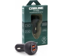 Автомобильный адаптер CARLINE 2хUSB Quick Charge 3.0 в прикуриватель 12 В, цвет черный, упаковка коробка CH-2QC