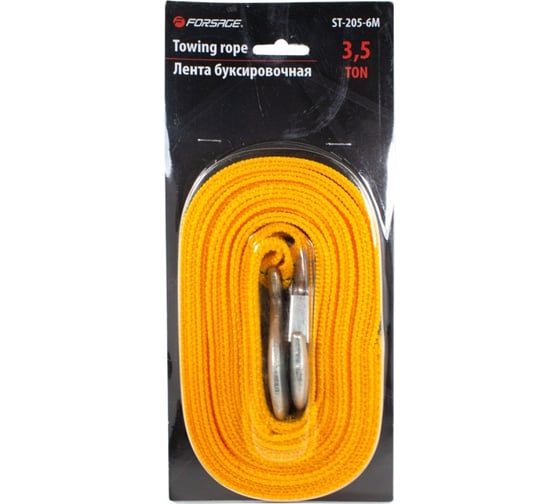 Буксировочный трос Forsage тканая лента 6 м, 3.5 т, с крюками F-ST-205-6M