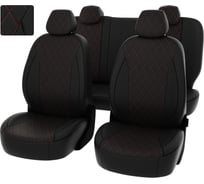 Чехлы PSV Kia Ceed II 2012 2018 г РОМБ отстрочка красная черная перфорированная экокожа Статус 135366
