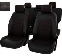 Чехлы PSV Hyundai Tucson IV 2020 РОМБ отстрочка красная черная экокожа черная алькантара Оригинал 135242