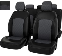 Чехлы PSV Kia Soul III 2019 РОМБ отстрочка серая черно серая экокожа Оригинал 135227