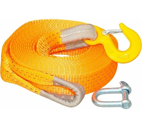 Буксировочный трос АвтоDело 10 т, лента 6 м, крюк-скоба 44511 14671