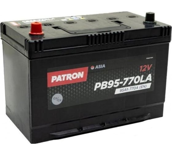 Аккумулятор PATRON ASIA 12 В, 95 Ач, 770 A (L+) B1, 306x173x222 мм, 21 кг PB95-770LA