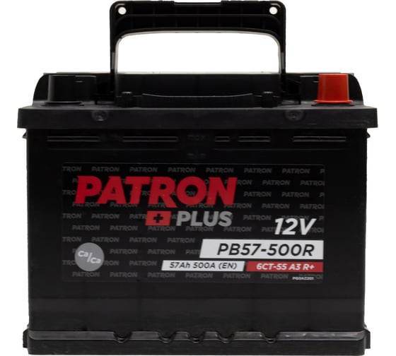 Аккумулятор PATRON PLUS 12 В, 57 Ач, 500 A ETN 0(R+) B13, 242x175x190 мм, 13.1 кг PB57-500R