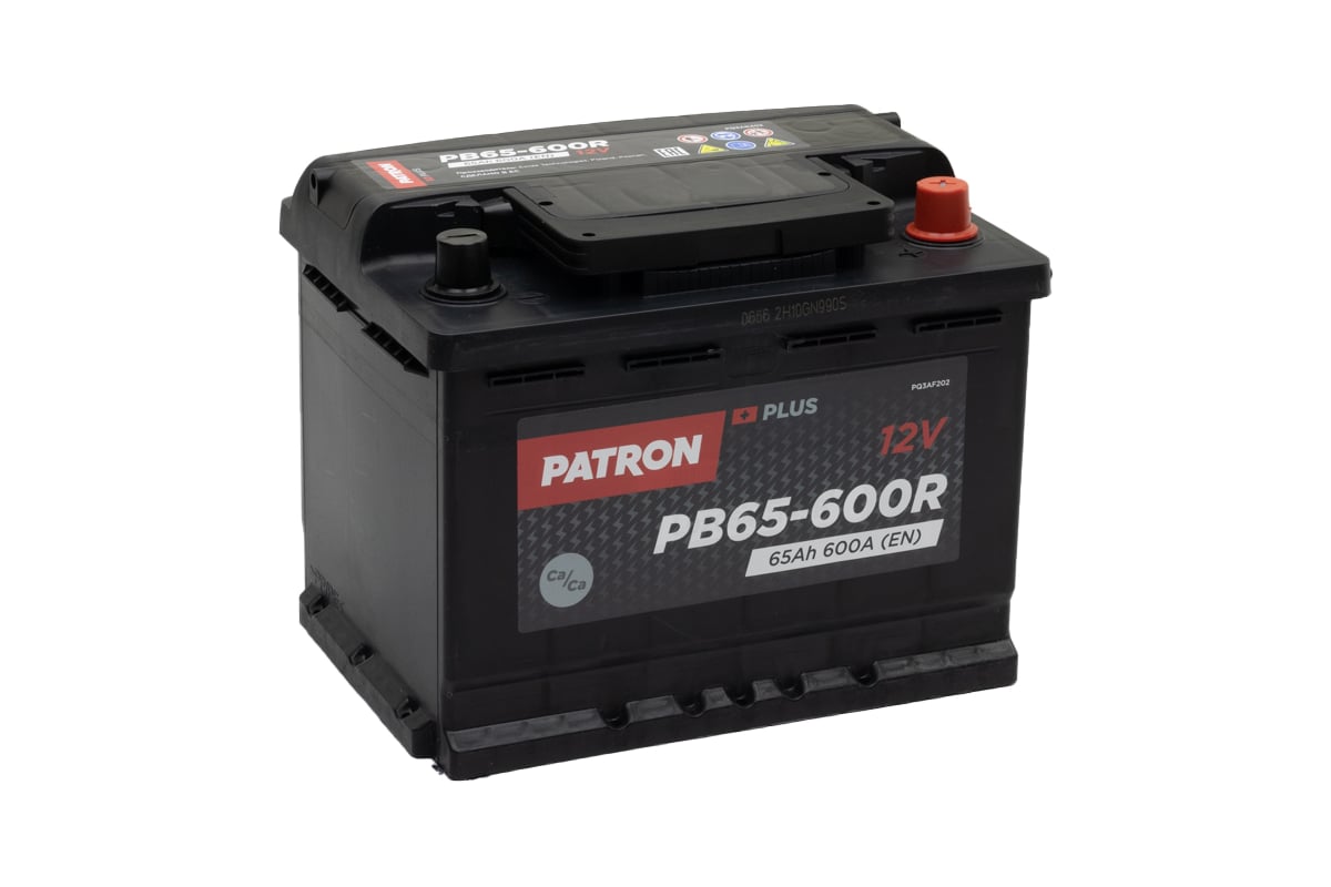 Аккумулятор PATRON PLUS 12 В, 65 Ач, 600 A ETN 0(R+) B13, 242x175x190 мм,  15 кг PB65-600R