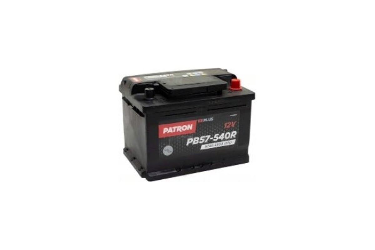 Аккумулятор PATRON PLUS 12 В, 57 Ач, 540 A (R+) B13, 242x175x175 мм, 12 ...