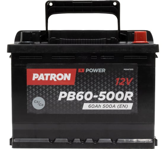 Аккумулятор PATRON POWER 12 В, 60 Ач, 500 A ETN 0(R+) B13, 242x175x190 мм, 13.3 кг PB60-500R