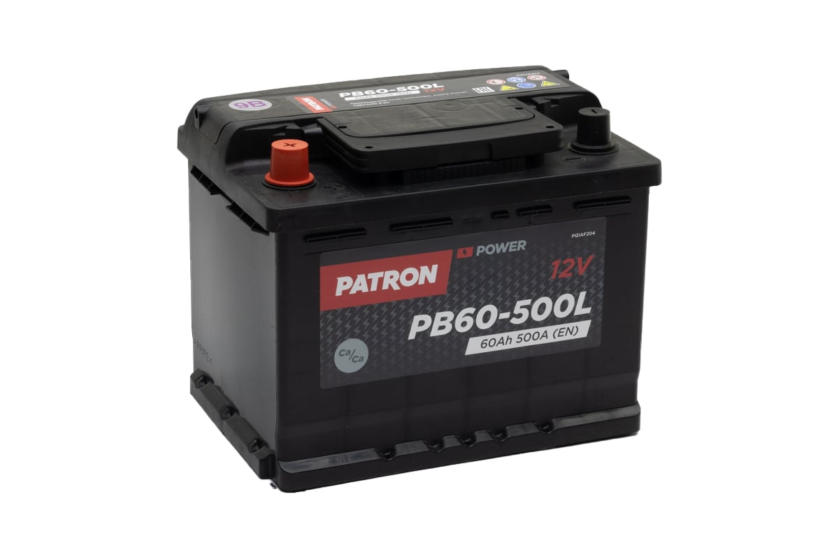 Аккумулятор PATRON POWER 12 В, 60 Ач, 500 A ETN 1(L+) B13, 242x175x190 мм,  13.5 кг PB60-500L