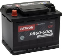 Аккумулятор PATRON POWER 12 В, 60 Ач, 500 A ETN 1(L+) B13, 242x175x190 мм, 13.5 кг PB60-500L
