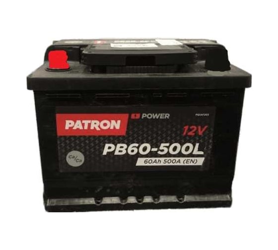 Аккумулятор PATRON POWER 12 В, 60 Ач, 500 A ETN 1(L+) B13, 242x175x190 мм, 13.5 кг PB60-500L