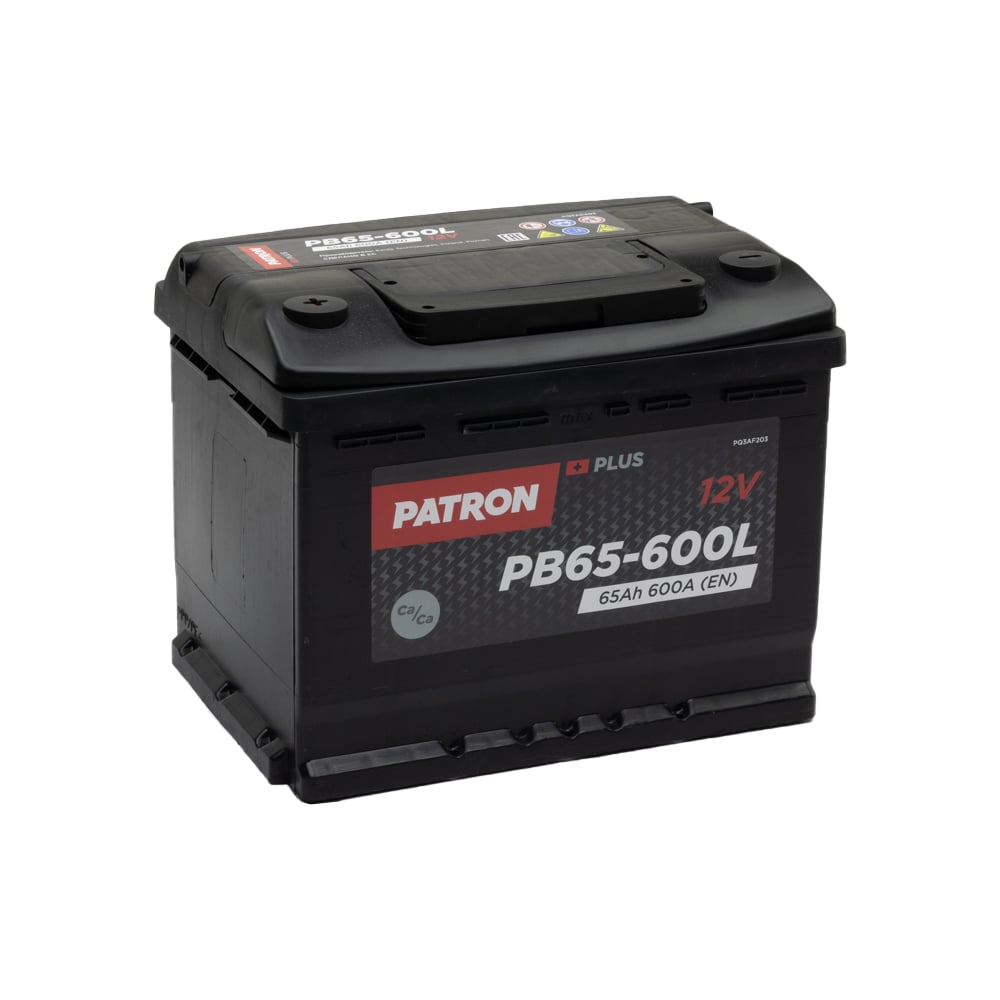 Аккумулятор PATRON Замена - PB60-500L. PLUS 12 В, 65 Ач, 600 A ETN 1(L+ ...