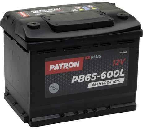 Аккумулятор PATRON Замена - PB60-500L. PLUS 12 В, 65 Ач, 600 A ETN 1(L+) B13, 242x175x190 мм, 14.3 кг PB65-600L