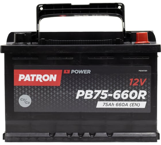 Аккумулятор PATRON POWER 12 В, 75 Ач, 660 A ETN 0(R+) B13, 278x175x190 мм, 15.5 кг PB75-660R