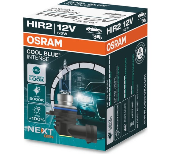 Автолампа Osram HIR2, 55 Вт, PX22d + 100 проц. COOL BLUE INTENSE NextGen, 5000 K, 12 В 9012CBN
