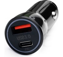 Автомобильный адаптер Ergolux Elx-ca01-c02 1usb+1type c, 12в, 5v/3а, led, черный, коробка 15106