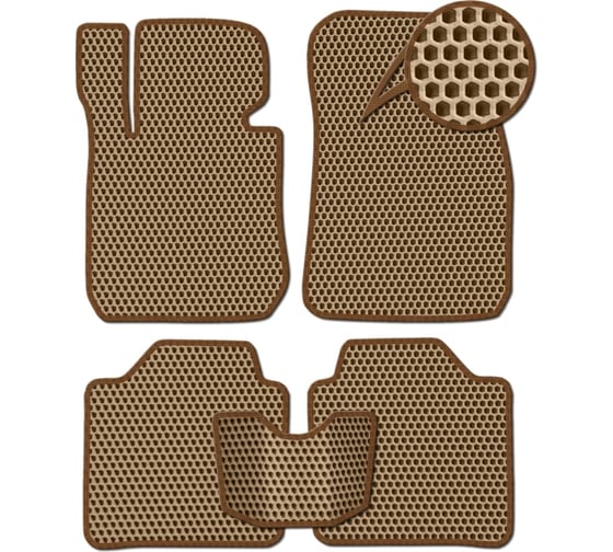 Ковры в салон автомобиля Eva Smart Opel Astra H хэтчбек, GTC купе, универсал вариант макси 3d 2004 - 2015 ЭВА СОТА бежевые c коричневой окантовкой 3138-A1A6-S 1