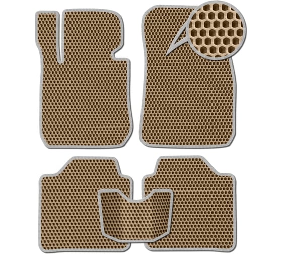 Ковры в салон автомобиля Eva Smart Opel Astra H хэтчбек, GTC купе, универсал вариант макси 3d 2004 - 2015 ЭВА СОТА бежевые c серой окантовкой 3138-A1B1-S 1