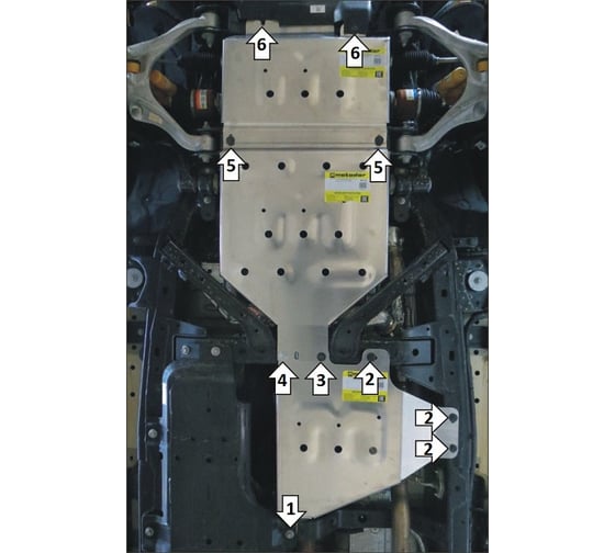 Алюминиевая защита MOTODOR 5 мм Д, ПДф,КПП, РК Ford Bronco с 2021 г.в. 30714