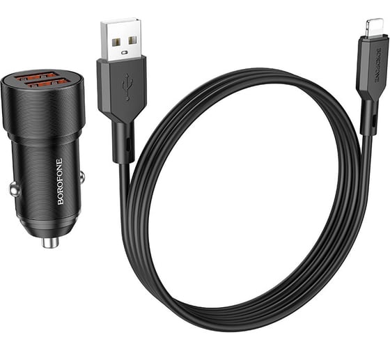Автомобильное зарядное устройство Borofone bz19 wisdom 2xusb, 2.4a черный 0L-00057167