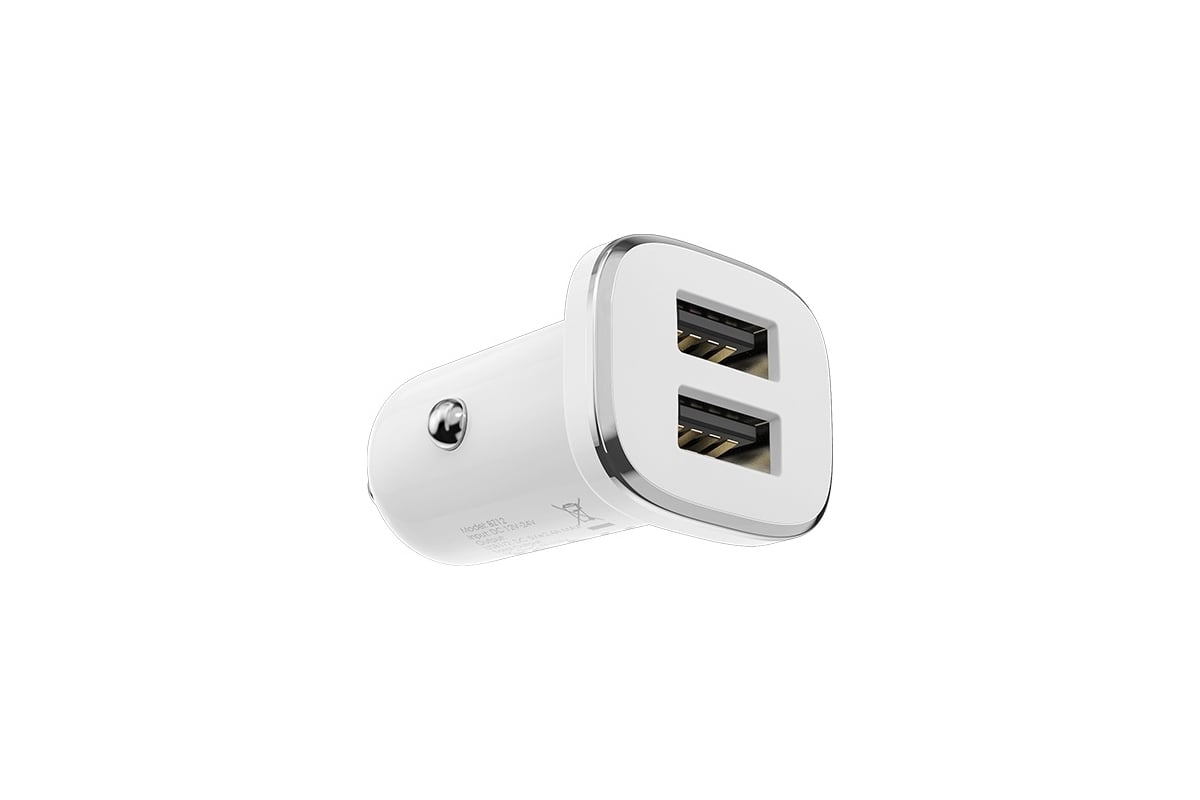 Автомобильное зарядное устройство Borofone bz12 lasting power 2xusb, 2.4a +  кабель lightning 8-pin, 1м белый 0L-00044352 - выгодная цена, отзывы,  характеристики, фото - купить в Москве и РФ