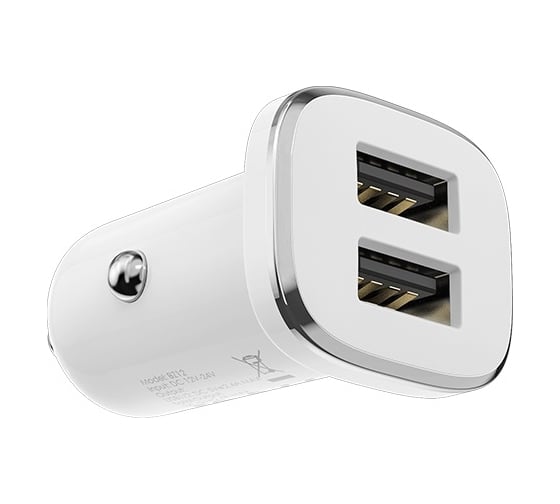 Автомобильное зарядное устройство Borofone bz12 lasting power 2xusb, 2.4a + кабель lightning 8-pin, 1м белый 0L-00044352 1