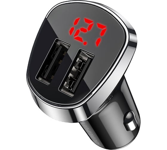 Автомобильное зарядное устройство Borofone bz15 auspicious 2xusb, 2.4a, led дисплей черный 0L-00049909